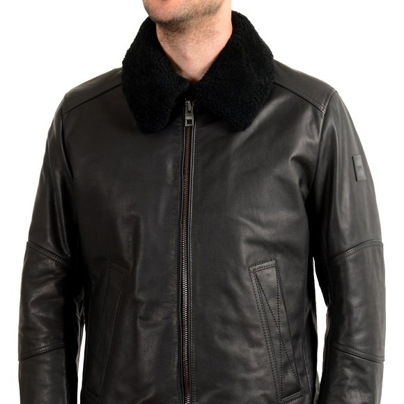 Hugo Boss Men's "Janka" Leather Bomber Jacket